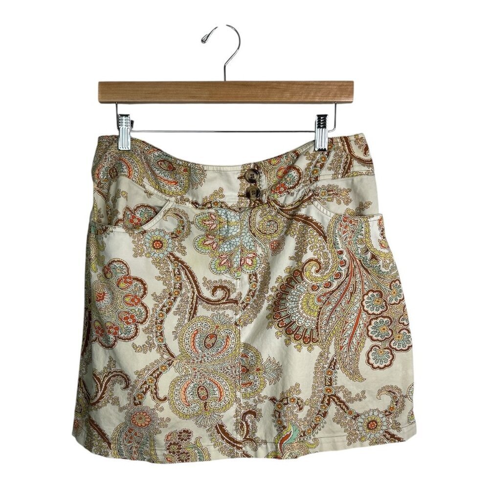 Vintage Cabi 1970's Inspired Paisley Mini Skirt Women's Size 8 Made in U.S.A.‎
